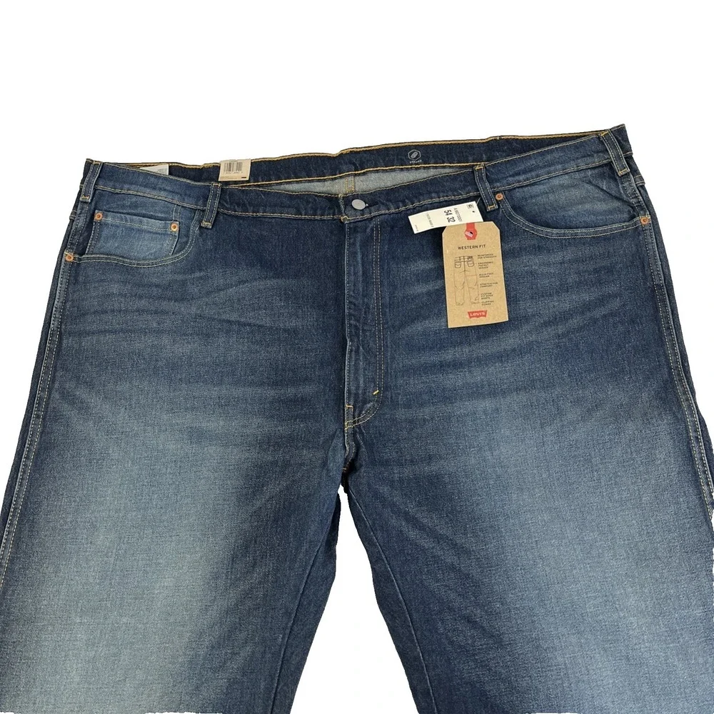 New Mens Levi's Western Fit Size 54x32 B&T Strong Denim Jeans Distressed NWT